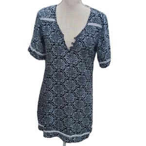 Miami women's short‎ sleeve 100% cotton black and white lace size small top
